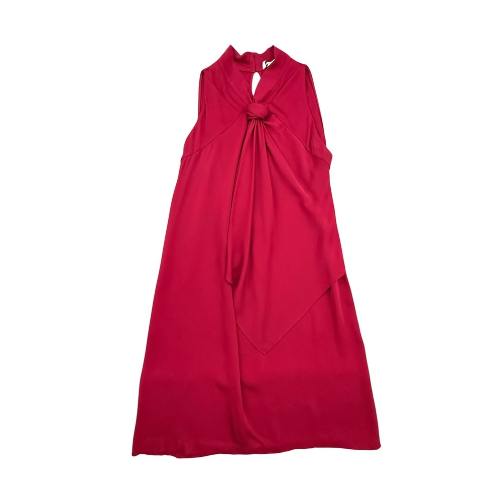 Diane Von Furstenberg Dress Womens 0 Red Silk Blend Sleeveless Knot Front Mini